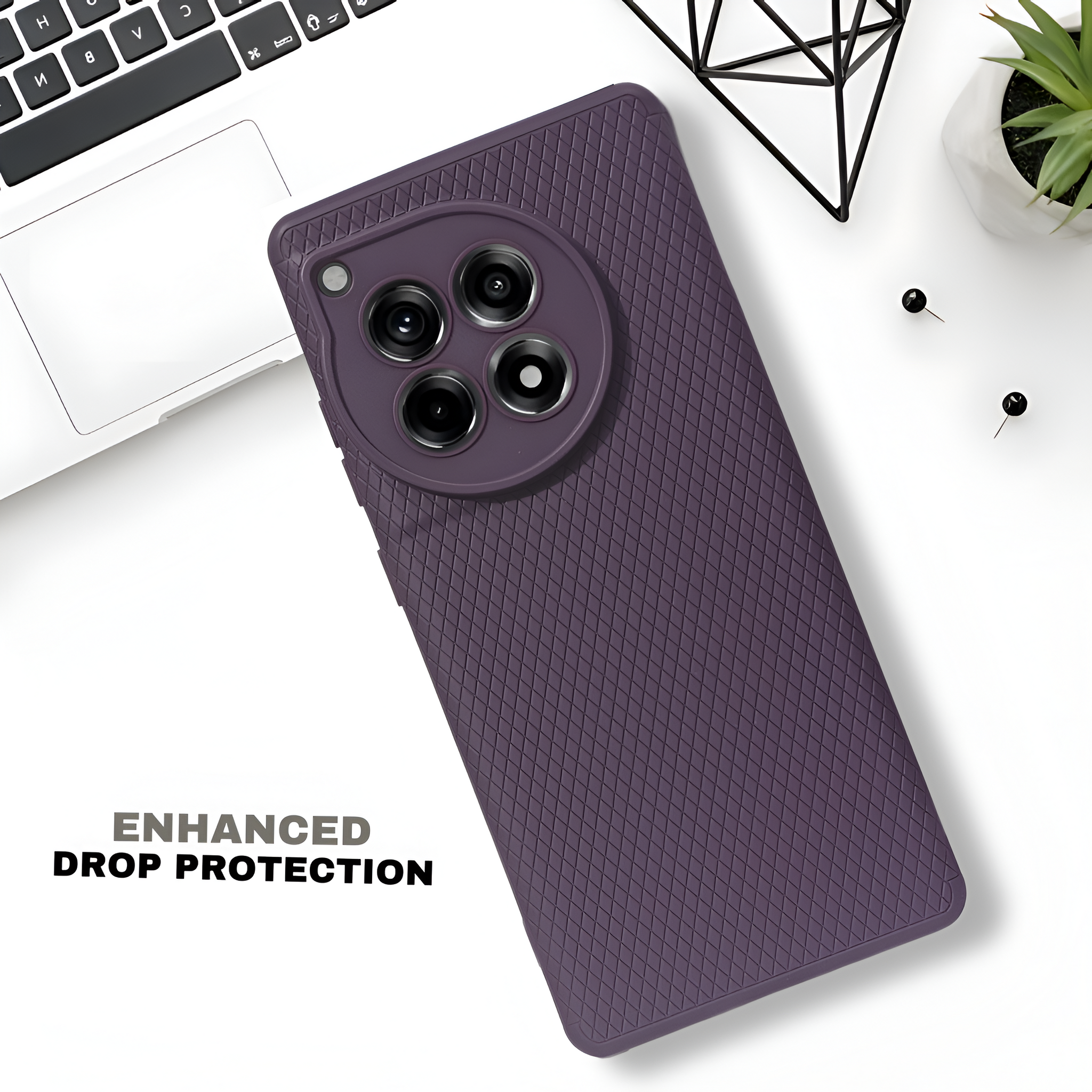 Deep Purple Line Wave Silicone Case for Oneplus 12R