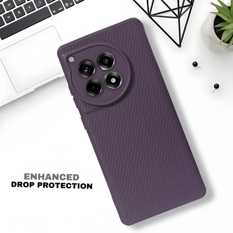 Deep Purple Line Wave Silicone Case for Oneplus 12R