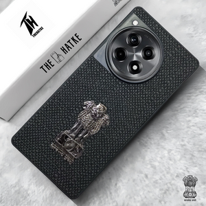Black (Design 1) Satyameva Jayate embossed Leather Case for Oneplus 12R