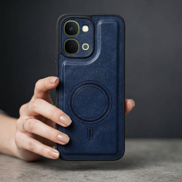 Crest Dark Blue Leather Case for Vivo T5X