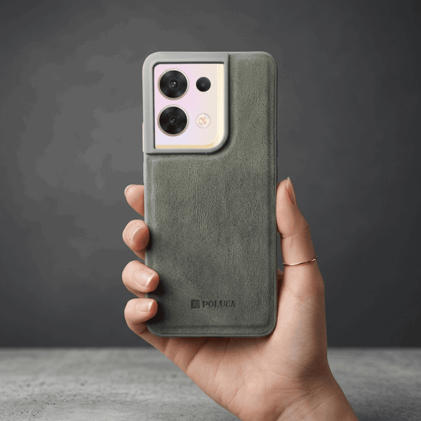 Grey Standard Leather Case for Oppo Reno 8