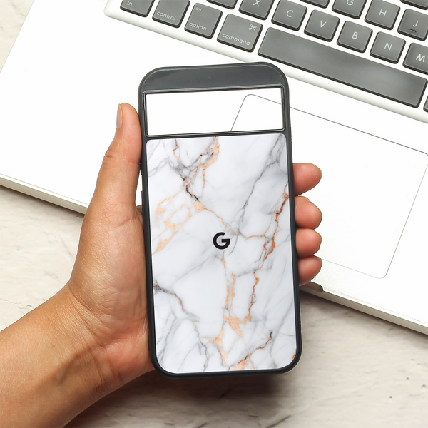 Copper Luxe Marble metal back case for Google Pixel 8