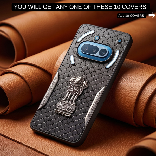 Black Satyameva Jayate embossed Leather Case for Nothing Phone 3a