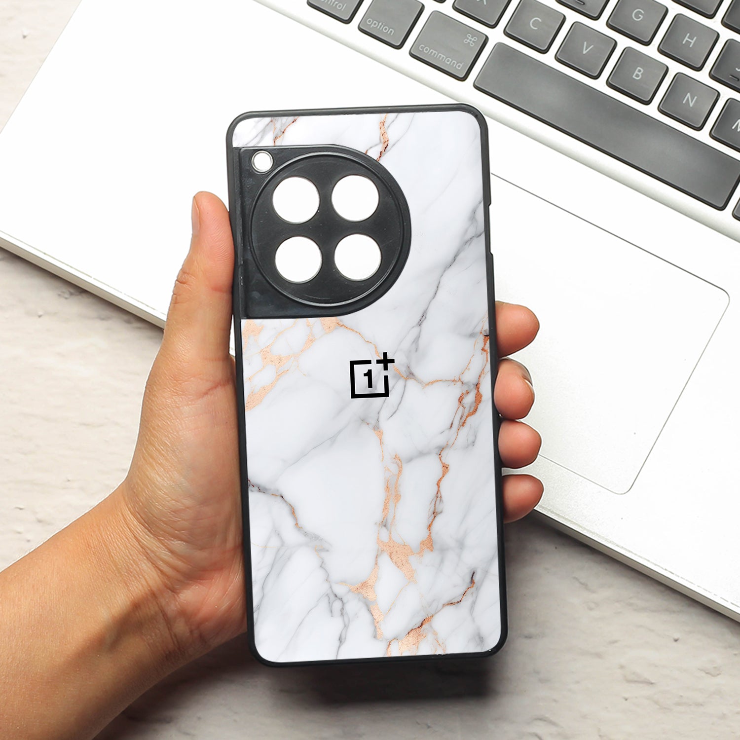 Copper Luxe Marble metal back case for Oneplus 12R