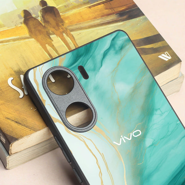 Green Luxe Marble metal back case for Vivo V29e