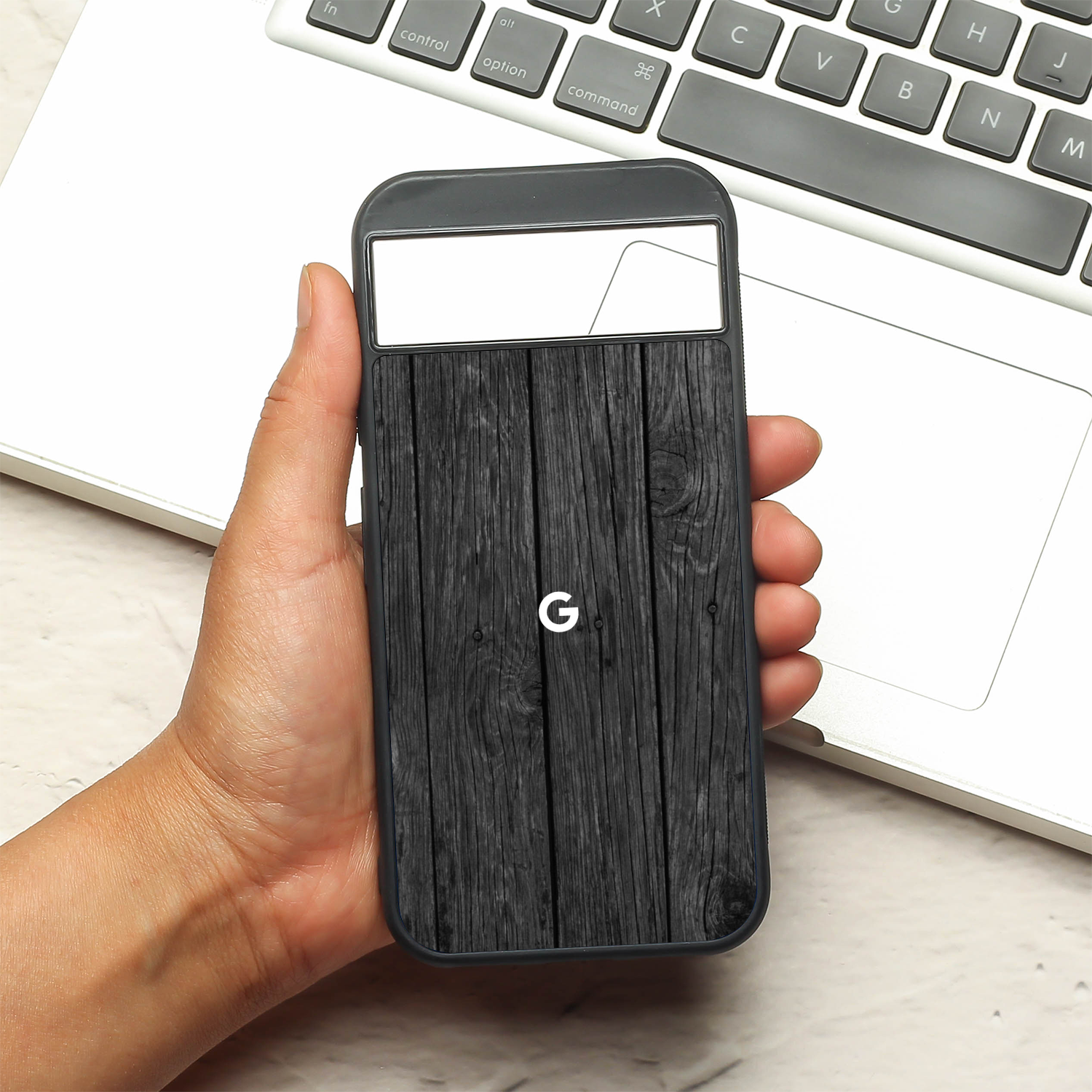 Dark Wood metal back case for Google Pixel 8
