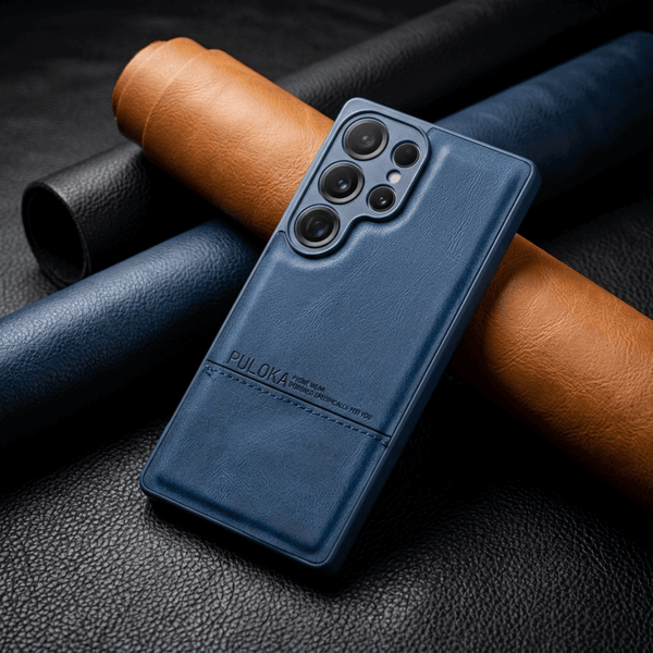 Dark Blue Standard Leather Case for Samsung S25 Ultra
