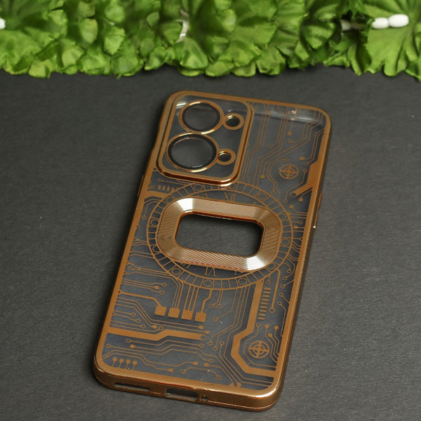 Golden Watch Machine Logo Cut Transparent Case for Oneplus Nord 2T