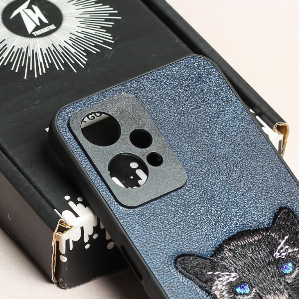 Dark Blue Leather Black Panther Ornamented for Oneplus Nord CE 2 Lite