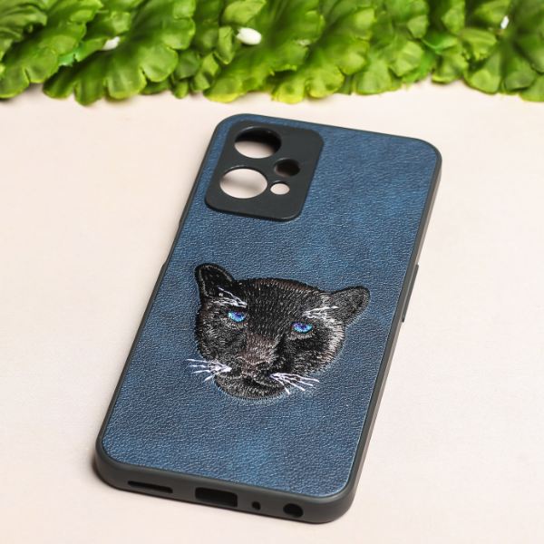 Dark Blue Leather Black Panther Ornamented for Oneplus Nord CE 2 Lite
