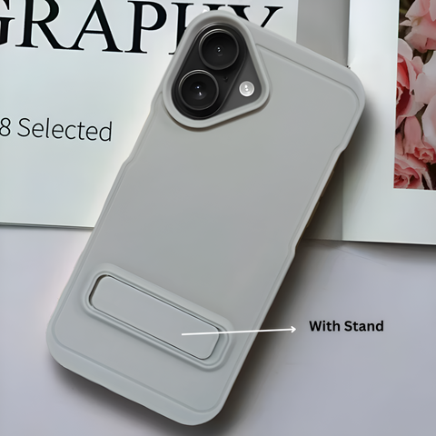 GripStand Grey Silicone case for Apple iphone 16