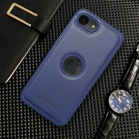 Prime Leather Dark Blue Leather Case for Apple Iphone 16e