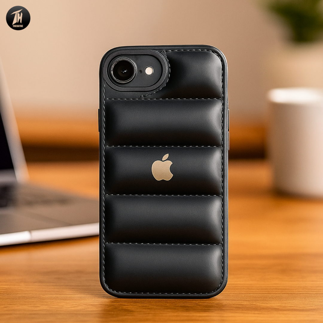 Black Puffon silicone case for Apple Iphone 16e