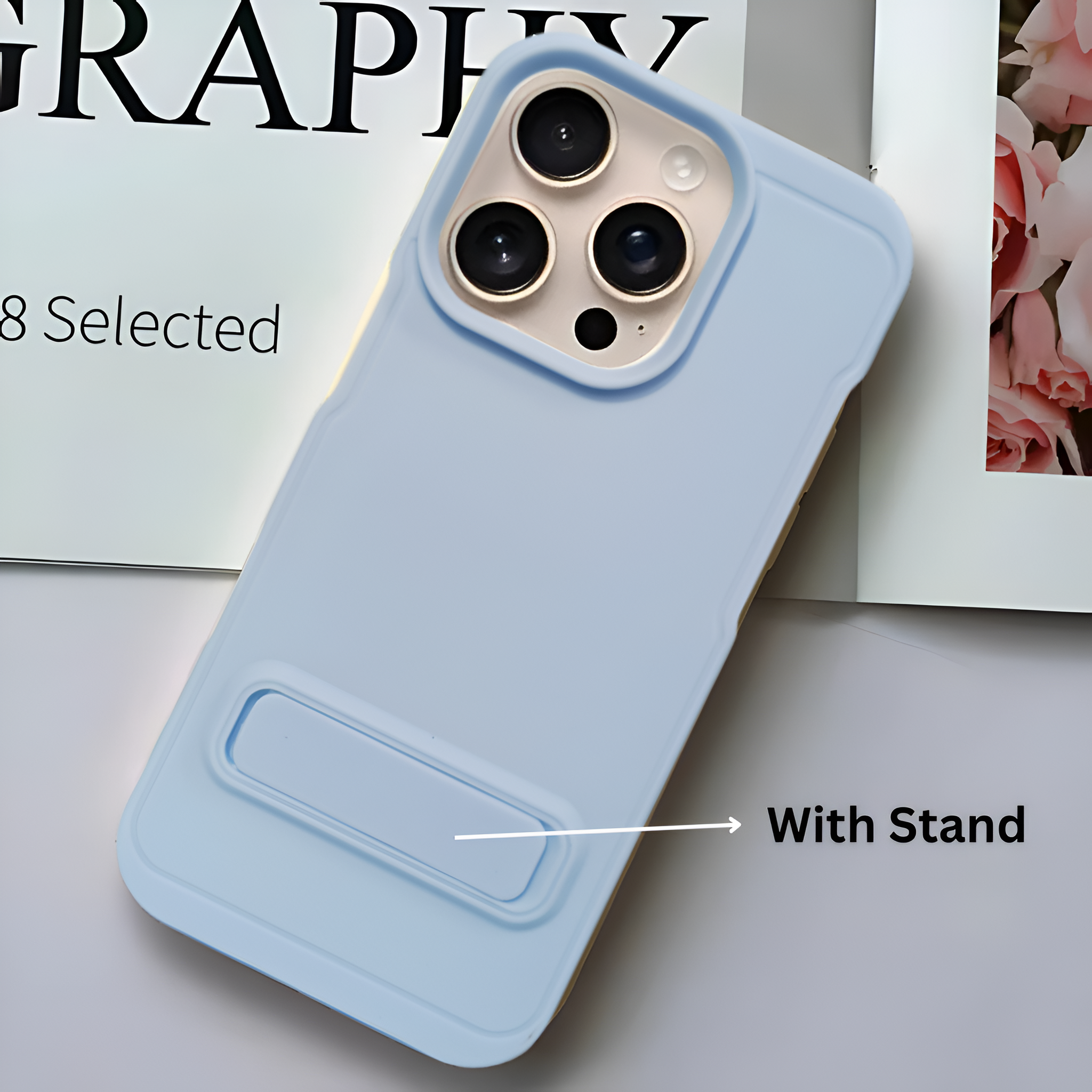 GripStand Cloud blue Silicone case for Apple iphone 16 Pro