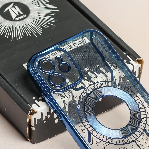 Blue Watch Mashine Logo Cut Transparent Case for Apple iphone 11
