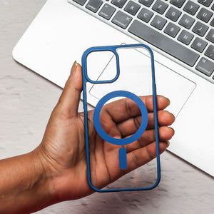 Navy Blue MagSafe Clear Transparent Silicone case for Apple iphone 11 Pro