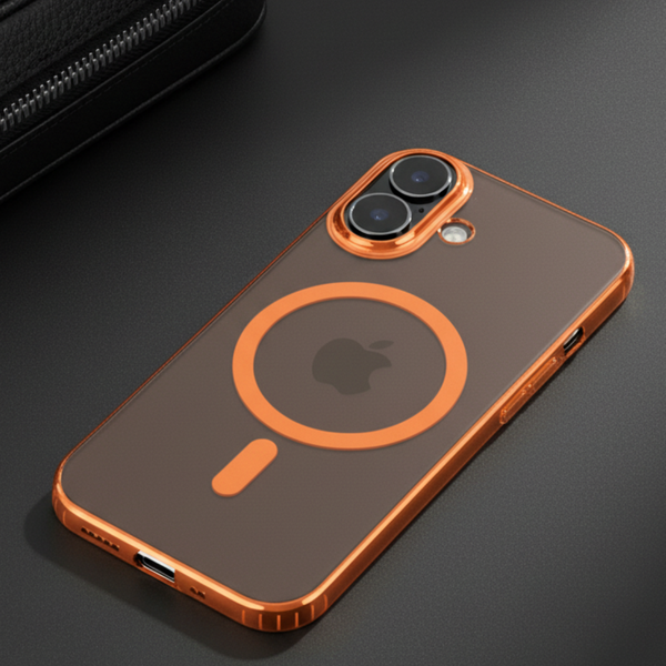 Orange Shine Paper Magsafe Case for Apple Iphone 17