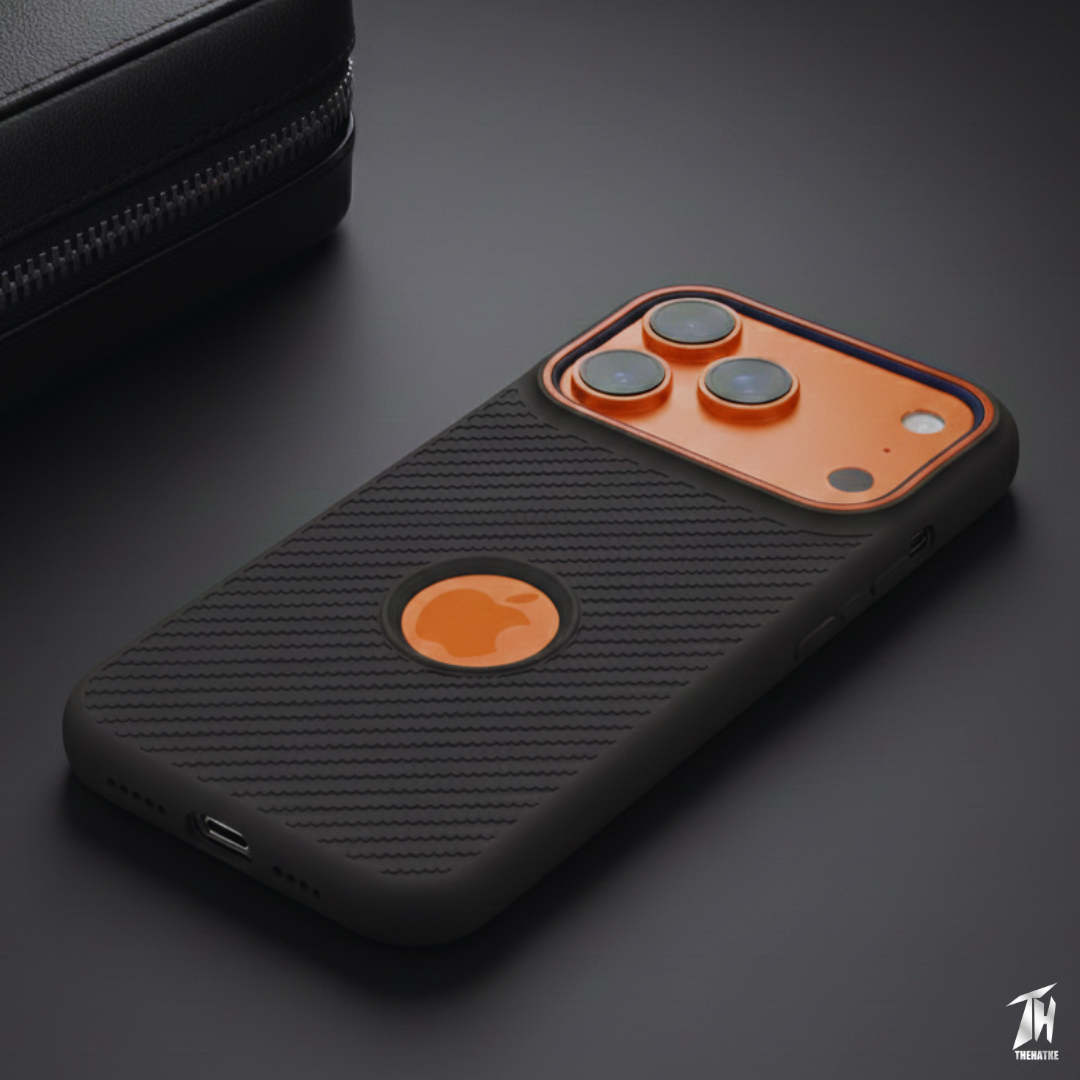 Gripon Black (ORANGE RING)Silicone Case for Apple  iphone 17 pro