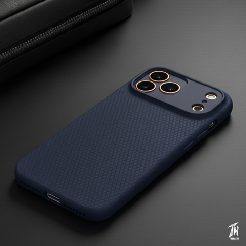 Dark Blue Line Wave Silicone Case for Apple iphone 17 Pro