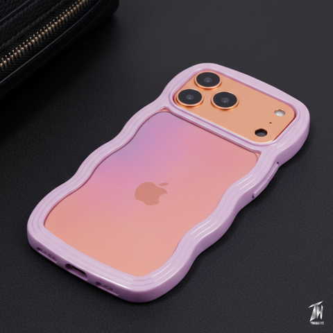 Pink Zig Zag Frame  Silicon Case for Apple Iphone 17 Pro