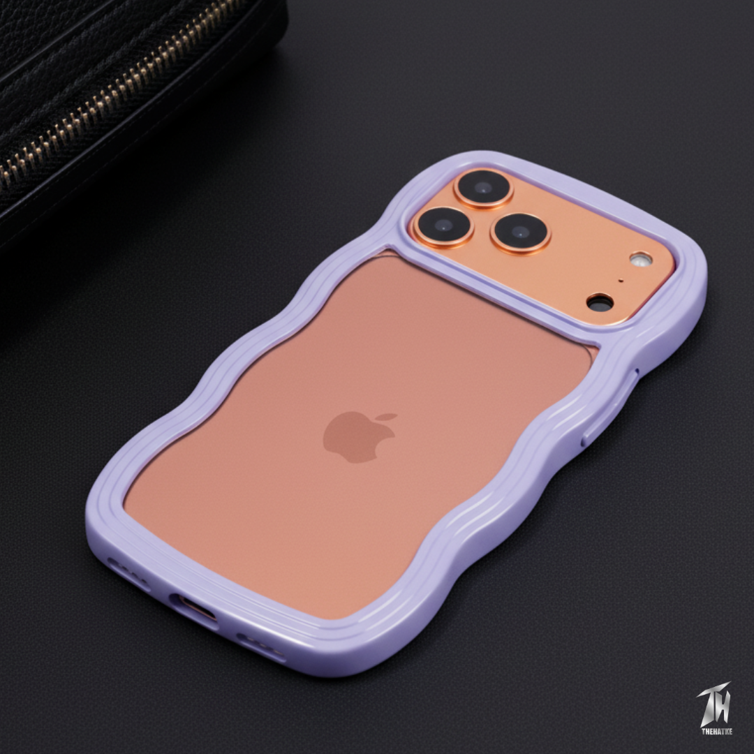 Purple Zig Zag Frame  Silicon Case for Apple Iphone 17 Pro