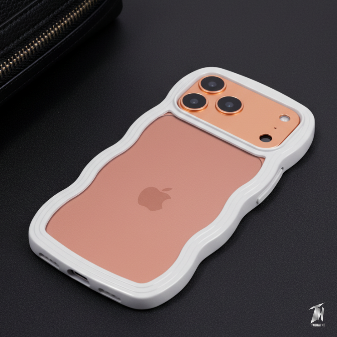 White Zig Zag Frame  Silicon Case for Apple Iphone 17 Pro