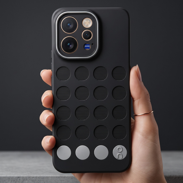 Stack Black (Grey circle )Silicone Case for Vivo V70 ELITE