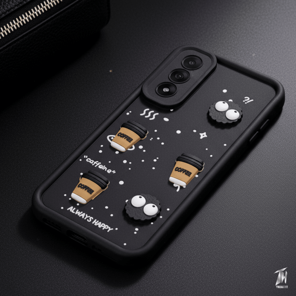 Black COFFEE (ALWAYS HAPPY) Silicone case for Oneplus Nord 5