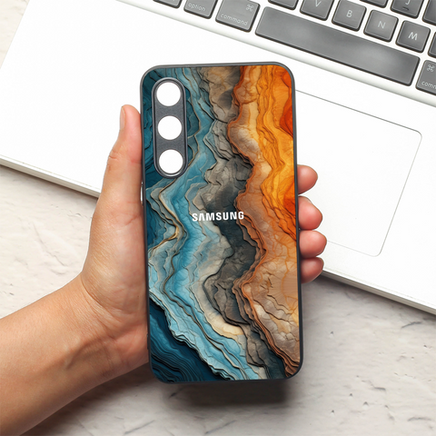 Layered Marble metal back case for Samsung S24 FE