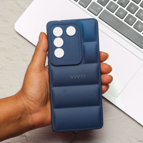 Dark Blue Puffon silicone case for Vivo V27 5G