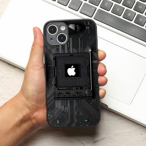 Microchip metal back case for Apple Iphone 14