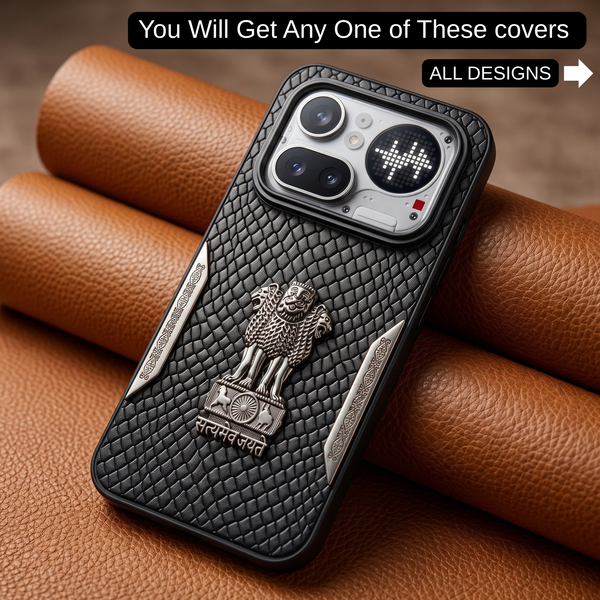 Black Satyameva Jayate embossed Leather Case for Nothing Phone 4a Pro