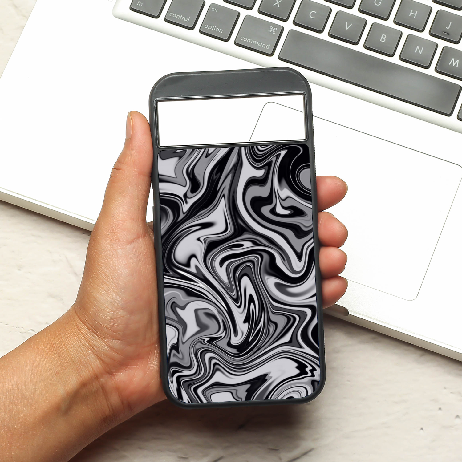 Blackout Marble metal back case for Google Pixel 8