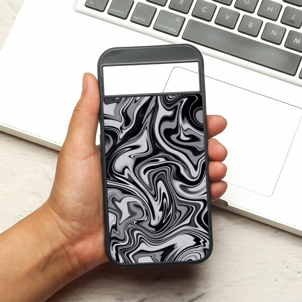 Blackout Marble metal back case for Google Pixel 8