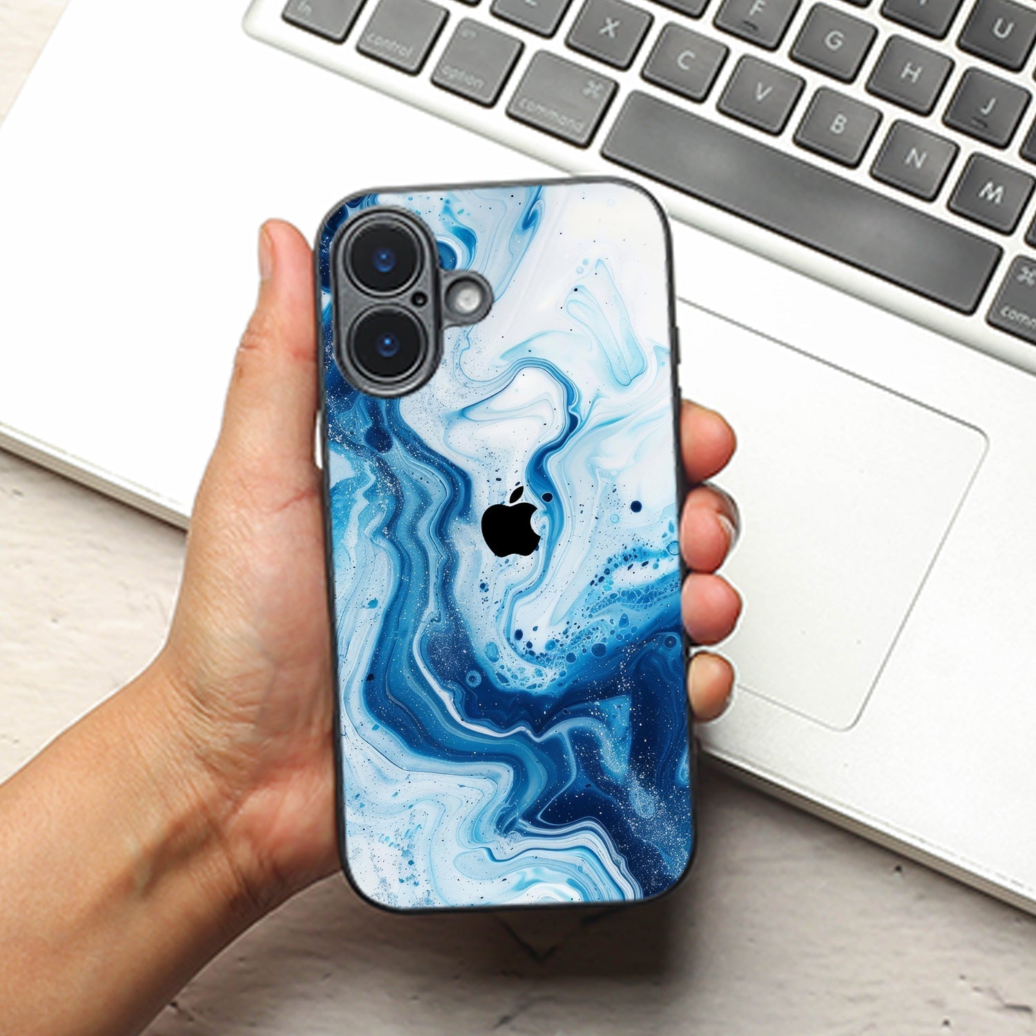 Neptune Swirl metal back case for Apple Iphone 16 Plus