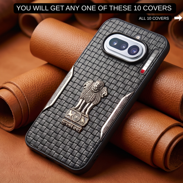 Black Satyameva Jayate embossed Leather Case for Nothing Phone 4a