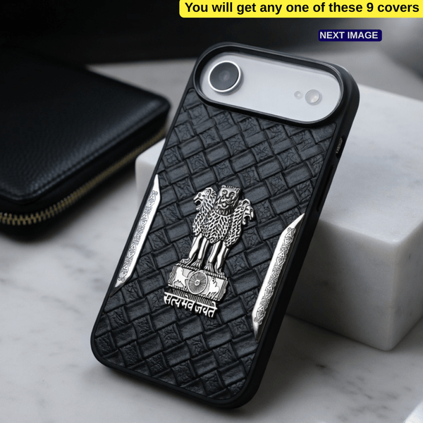 Black Satyameva Jayate embossed Leather Case for Apple iphone Air