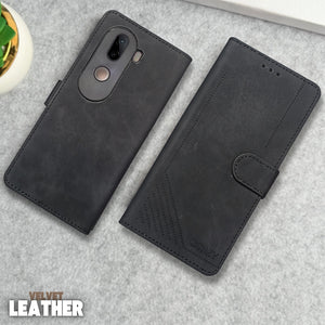 Velvet Black Flip Leather Case for Vivo V40E