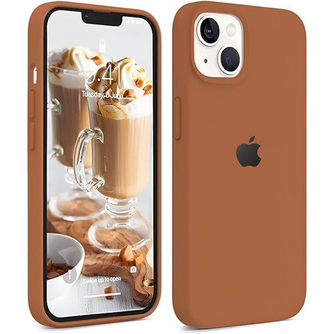 Brown Original Silicone case for Apple iphone 14 Plus