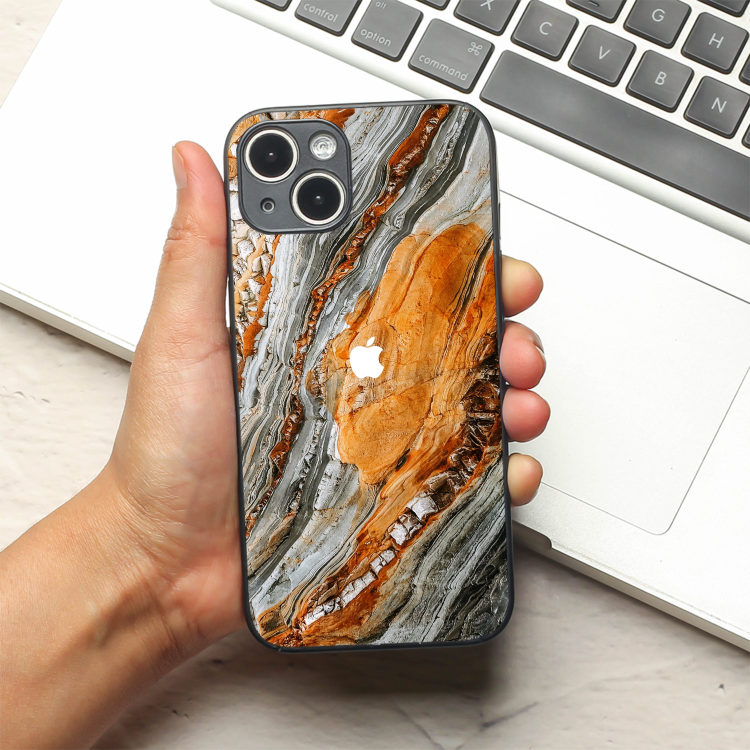 Sienna Marble metal back case for Apple Iphone 14