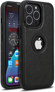Puloka Black Logo cut Leather silicone case for Apple iPhone 15 Pro max