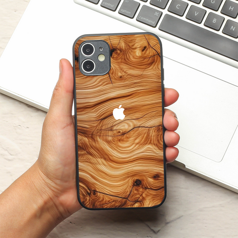 Classic Wood metal back case for Apple Iphone 12