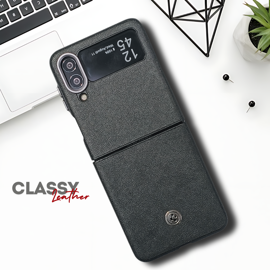 Black Classy Leather Case for Samsung Galaxy Z FLIP 4