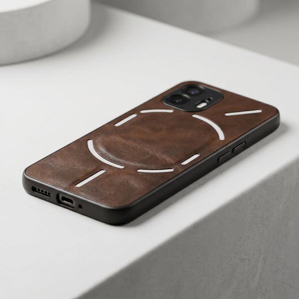 X-LEVEL Dark Brown Leather Case for Nothing Phone 2