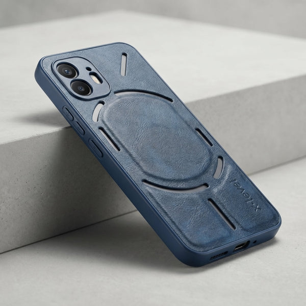 X-LEVEL Blue Leather Case for Nothing Phone 2