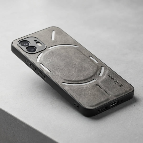 X-LEVEL Grey Leather Case for Nothing Phone 2