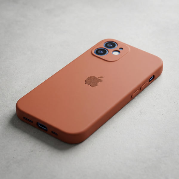 Brown Original Camera Silicone case for Apple iphone 12 Mini