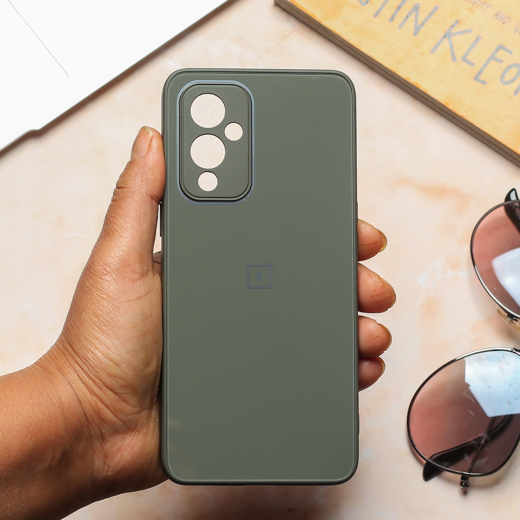 Olive green camera Safe mirror case for Oneplus 9