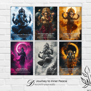 Ganesh Ji Combo Poster ( Set of 6 Posters )