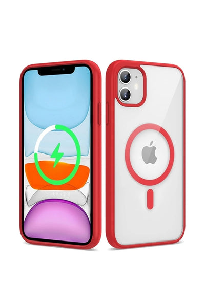Red MagSafe Clear Transparent Silicone case for Apple iphone 11